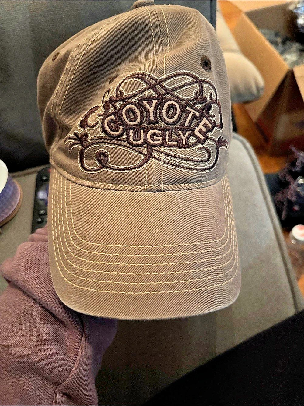 Vintage Coyote Ugly Saloon Strapback Hat Khaki Distressed Y2K Baseball Cap C